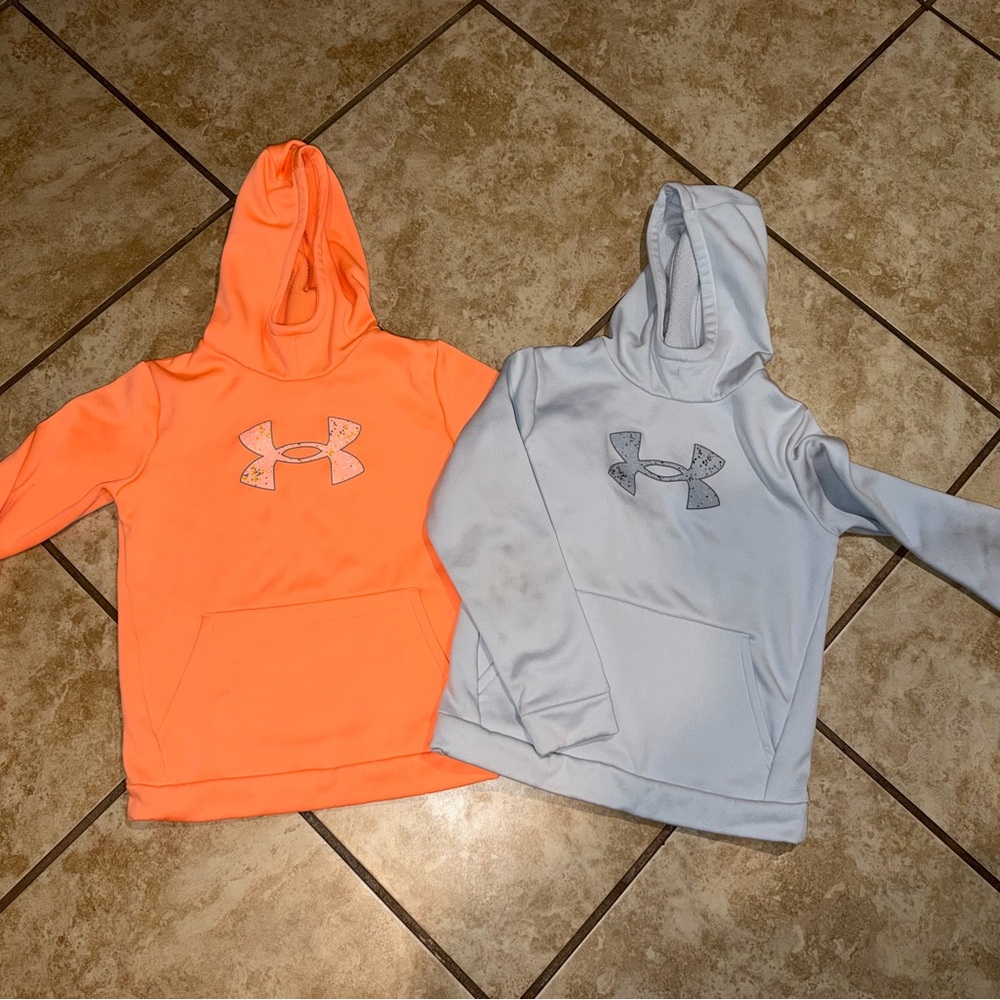 Under Armour Kids' Bright Orange and Light Gray Hoodies